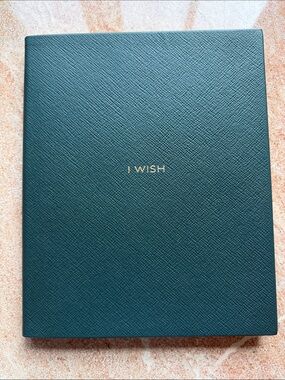 Smythson Teal Textured Notebook with Gold Foil Logo-New